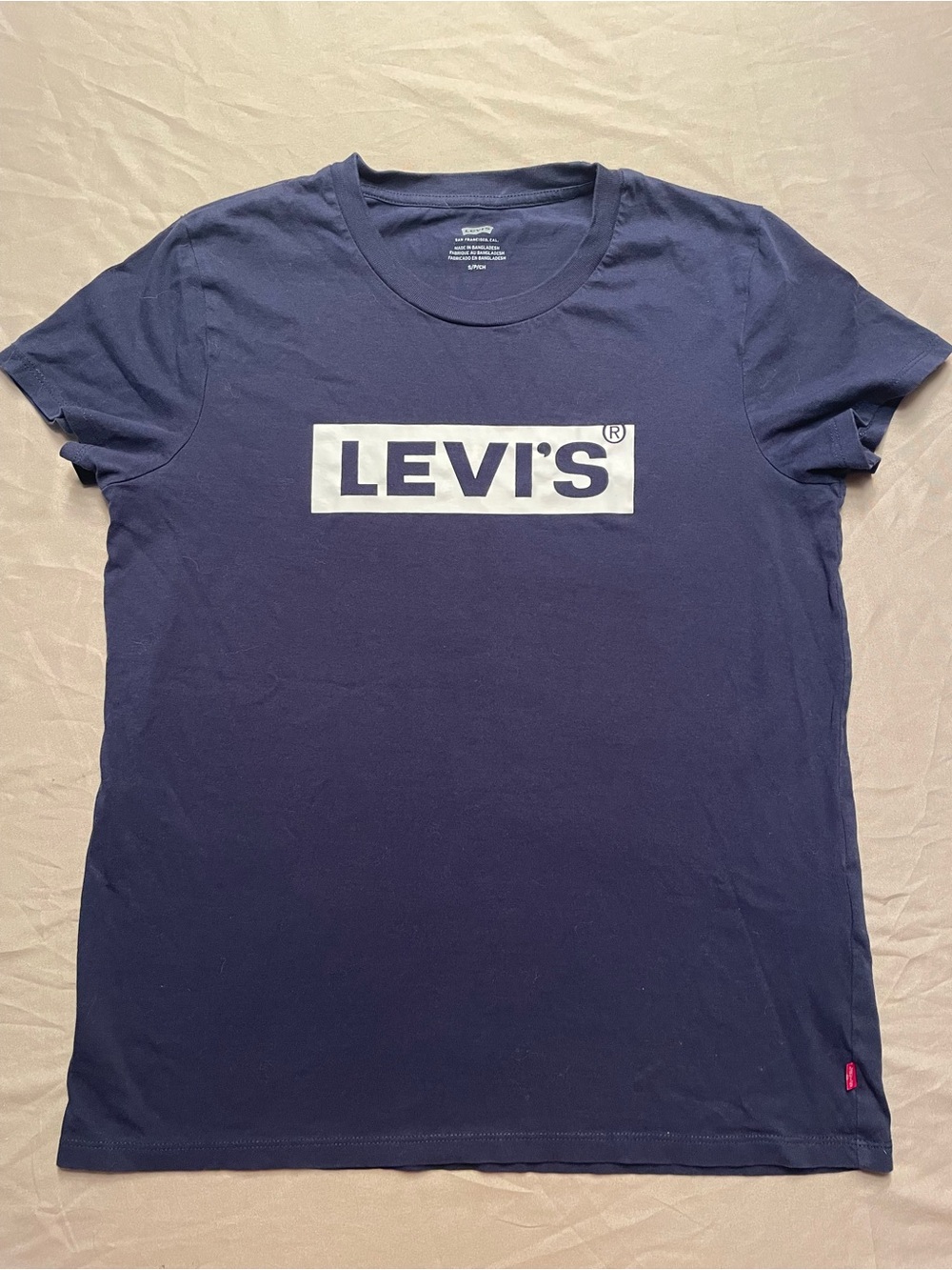 Levi's Navy Crew Neck Tee with White Logo Print